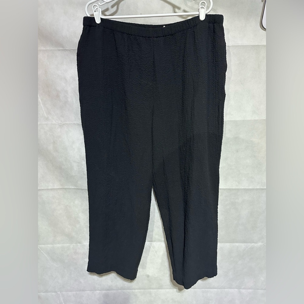 Orvis Pants Crinkle Women’s XL Petite Flowy Wide Leg Stretch Zip Pockets Beach